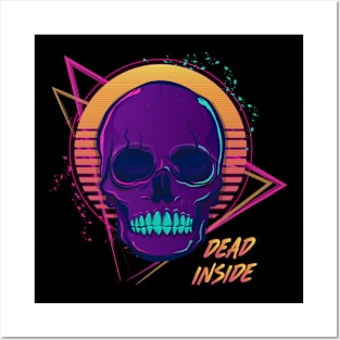 Dead Inside Skull Synthwave Posters and Art